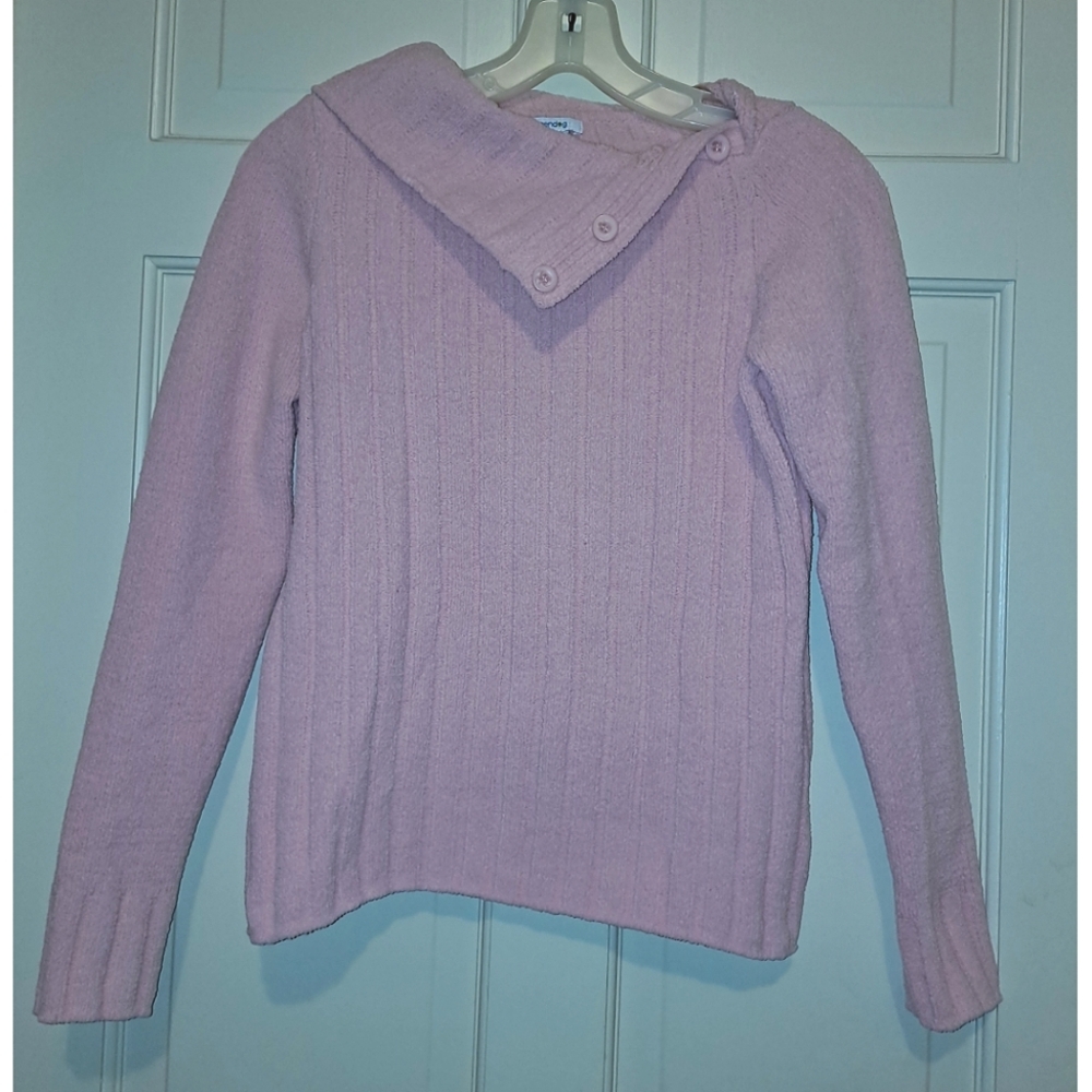Greendog pink long sleeve asymmetrical turtle neck sweater blouse top soft